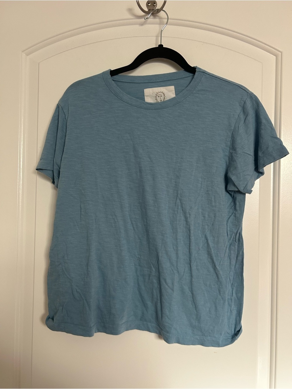 Printfresh Saturday Crewneck Blue  T-Shirt 100% Cotton Size 1 Chic Preppy Boho